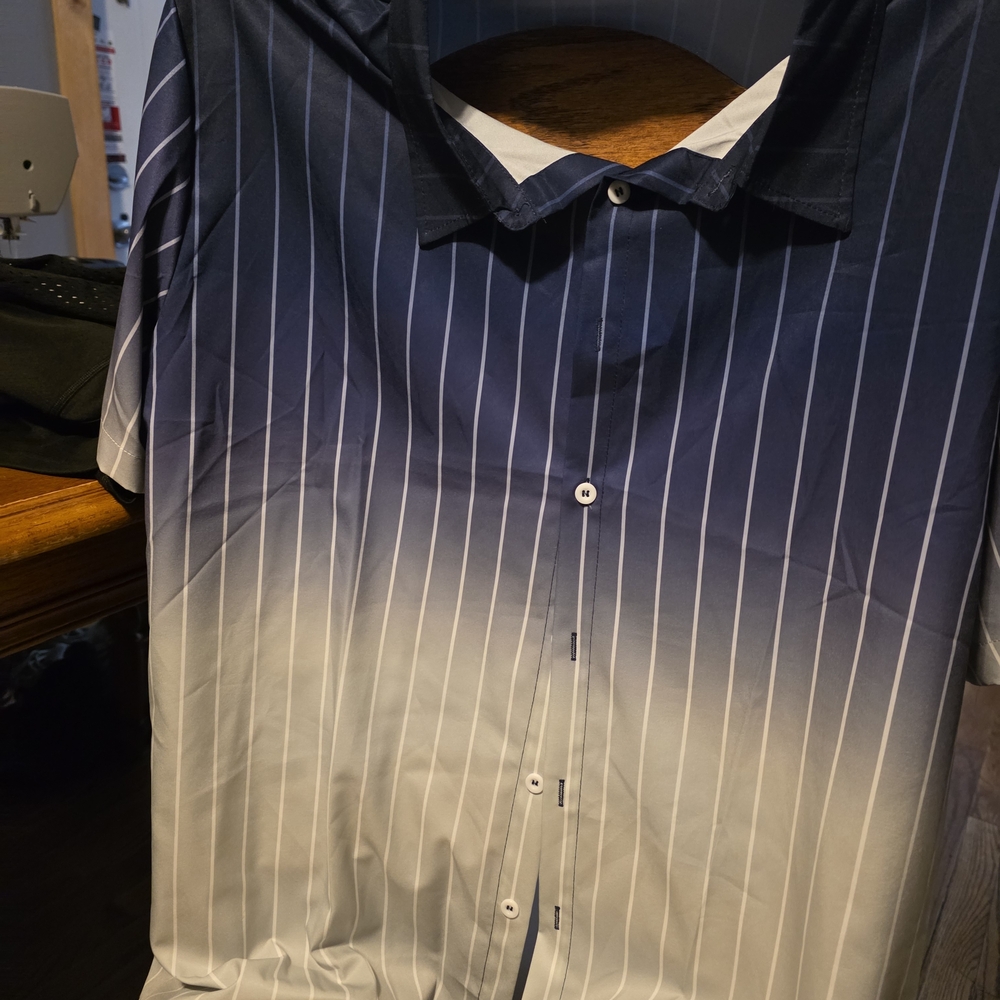 Navy and White Gradient Men's Shirt